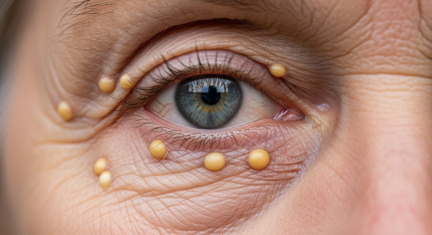 Xantelasmas: placas amareladas nas pálpebras